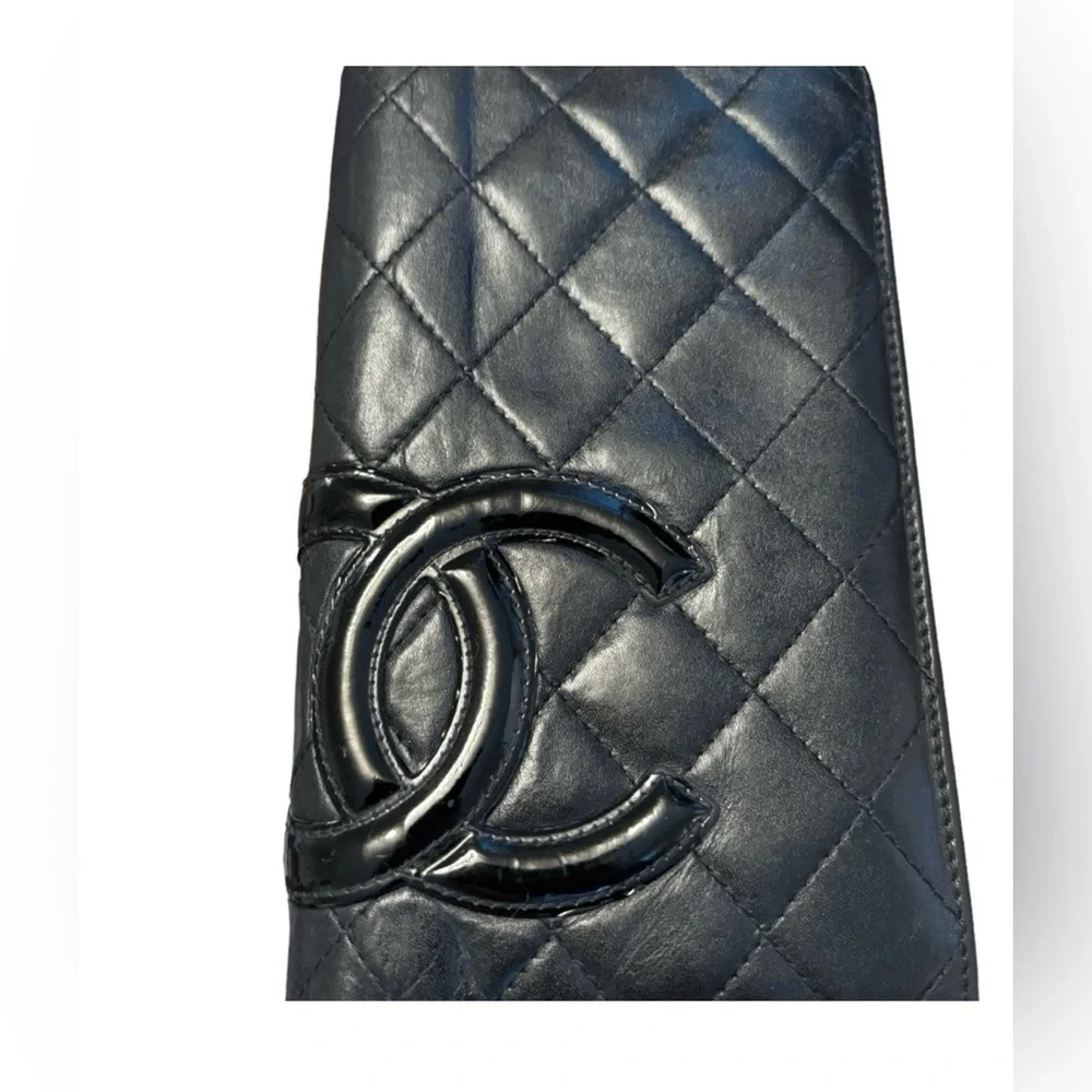 Chanel Cambon Line CC Quilted Long Wallet – Black Calfskin / Pink Interior